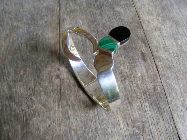 Onyx and Malachite Snake Clamper – Vintage Mexican