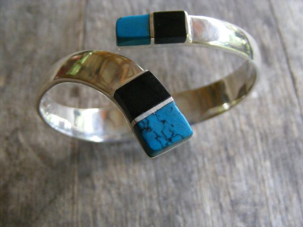 Onyx and Turquoise Clamper Bracelet – Vintage Mexican