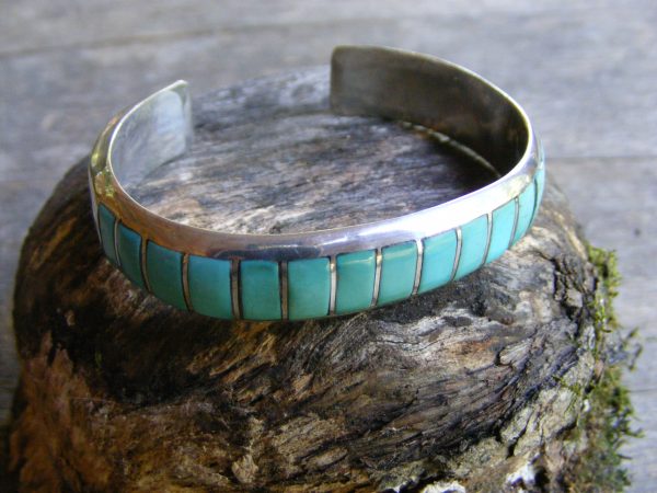 Navajo Turquoise Inlay Cuff Bracelet “SOLD”