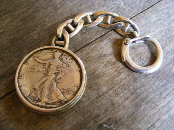 Rimmed Walking Liberty Key Ring