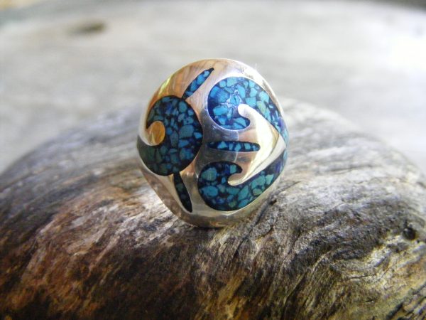 Tribal Turquoise Chip Ring – Vintage Mexican