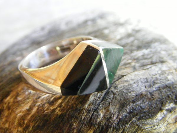 Malachite and Onyx Ring – Vintage Mexican