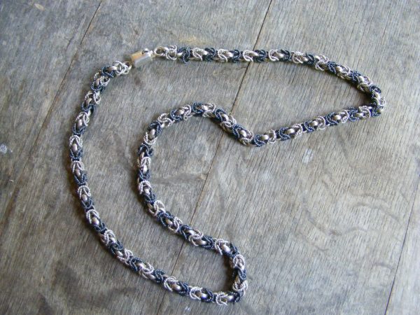 Byzantine Black and Silver Chainmaille Necklace – Vintage Mexican