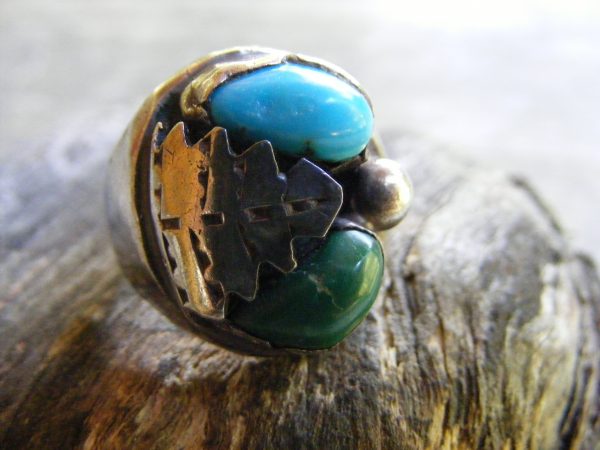 Navajo Green and Blue Turquoise Ring