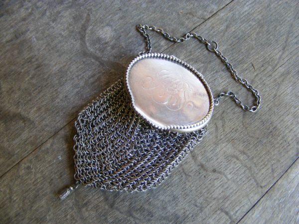 Beaded Top Chatelaine Mesh Purse